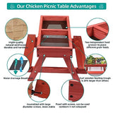 Chicken Picnic Table, Chicken Feeder No Waste Handmade Wooden, Large DIY Chicken Feeder Kit, Wild Bird, Duck & Squirrel Feeders, Mesh Bottom Keep CHTSJQW