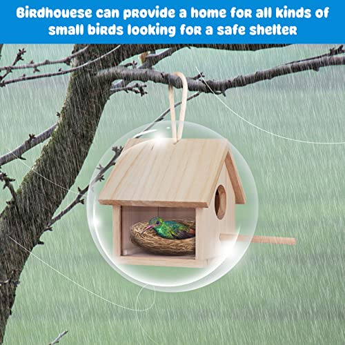 GINDOOR Bird Houses for Outside Clearance with Pole, Wood Birdhouse Blue Bird House Birdhouses for Outdoors Hanging Garden Patio Decorative for - WoodArtSupply