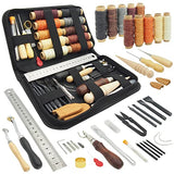 PLANTIONAL Leather Working Tools for Beginners: Professional Leather Craft Kit with Waxed Thread Groover Awl Stitching Punch for Leathercraft Adults PLANTIONAL