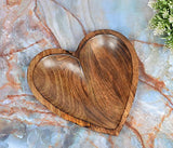 EDHAS Mango Wood Heart Curved Shaped Decorative Bowl for Table Centerpieces Home Party Wedding Décor (10" x 10" x 1.5") EDHAS