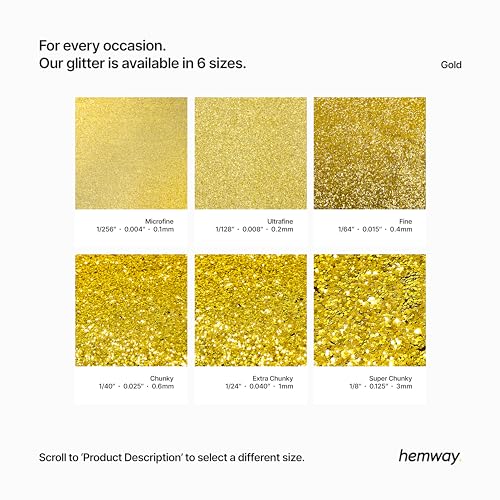 Hemway Gold Glitter Ultrafine 130g/4.6oz Powder Metallic Resin Craft Flake Shaker for Epoxy Tumblers, Hair Face Body Eye Nail Art Festival, DIY Party Hemway