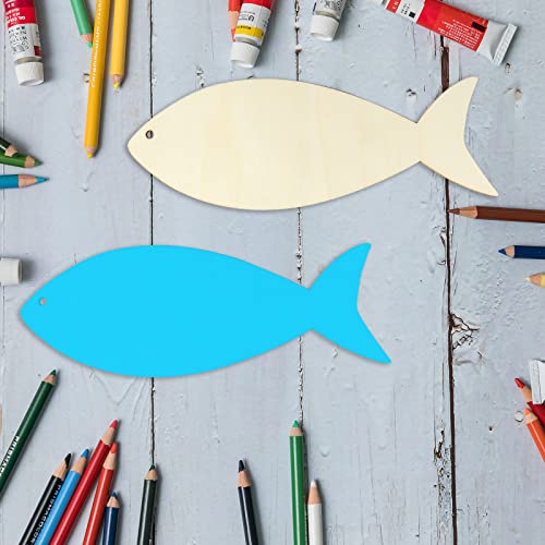 Fish Wood Craft Sea Fish Shape Unfinished Wood DIY Craft Ornament for Wedding Birthday Thanksgiving Party Sea Theme Party Decoration 10Pack Lamantery