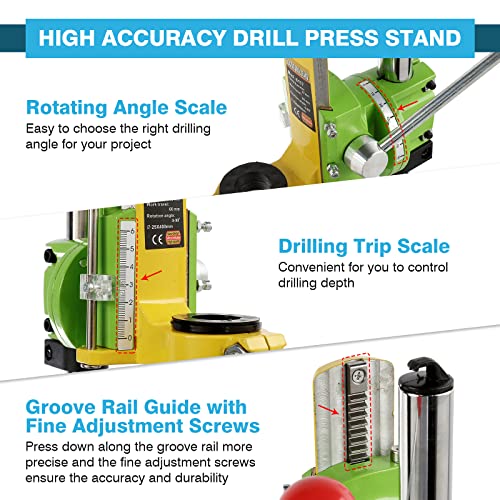 IRONWALLS Floor Drill Press Stand for Hand Drill, 90 Degree Rotating Adjustable Universal Bench Clamp Drill Holder Drill Press Adapter Workbench IRONWALLS