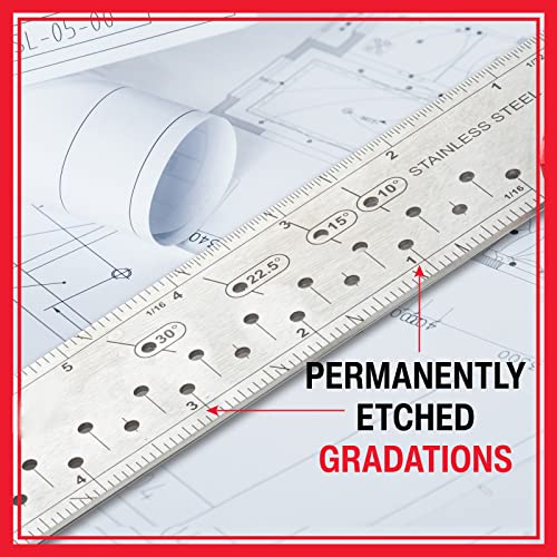 Kapro - 353 Professional Ledge-It Try & Mitre Square - For Leveling and Measuring - Features Stainless Steel Blade, Retractable Ledge, and Etched - WoodArtSupply