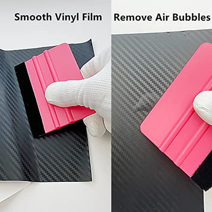 Umaki 2Piece Plastic Vinyl Scraper Car Tint Film Tools Decal Applicator with Micro Fiber Felt, Scratchless Durable Plastic Squeegee for Craft Adhesive Vinyl, Automotive Vinyl Film Wrap Graphic, Pink