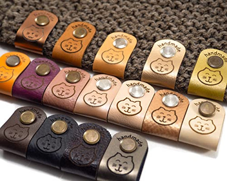 Custom Leather Tags with Rivets, Set of 25 - Foldable Branding Labels for Handmade Items - 0.79 Inch wide Personalized by Laser Engraving WoodArtSupply