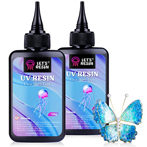 LET'S RESIN UV Resin,200g Low Viscosity Crystal Clear Ultraviolet Thin Epoxy Resin, Quick-Curing&Low Shrinkage UV Resin Kit for Crafts, Jewelry LET'S RESIN
