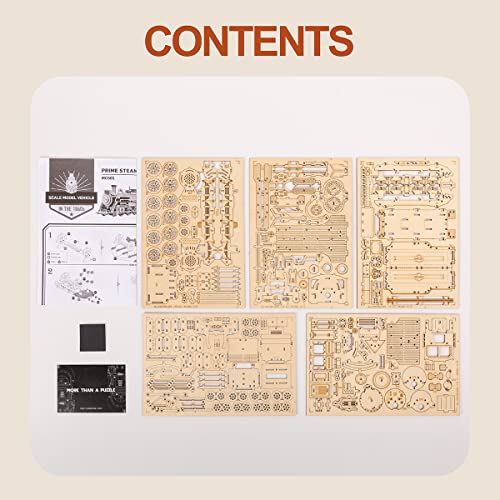 RoWood Model Cars to Build for Adults, 3D Wooden Puzzle for Teens, Scale Mechanical Model Train Building Kits - Prime Steam Express RoWood