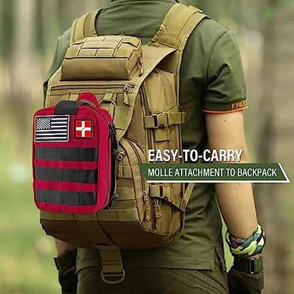 Survival First Aid Kit, Molle Medical Pouch 282PCS Outdoor Emergency Survival Gear and Equipment for Hiking Camping Hunting Car Boat Home Travel and - WoodArtSupply