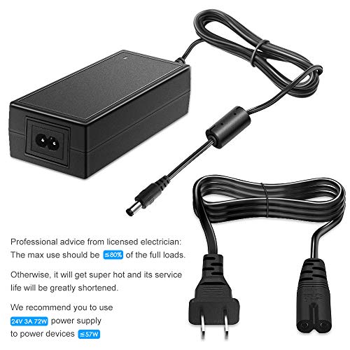 SHNITPWR 24V 3A DC Power Supply Adapter AC 100V~240V to DC 24 Volt 3 Amp 72W Converter Transformer 5.5x2.5mm Plug for 5050 3528 LED Strip Light 3D SHNITPWR