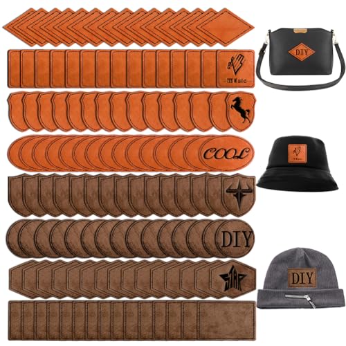 120PCS Blank Hat Patches Laserable Square Rustic Leatherette Patch Adhesive Faux Leather Patches Blanks for Hats Fabric Custom Repair Sew Laser Bestlabel