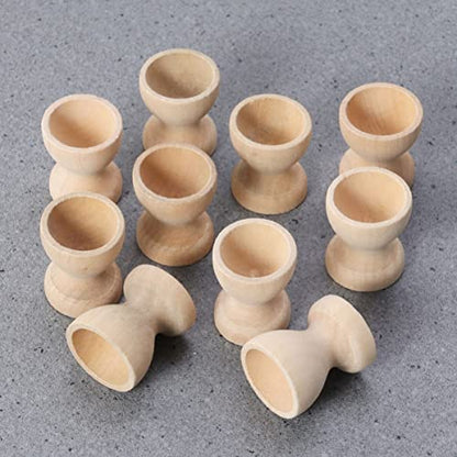 Kisangel 10pcs Unfinished Wood Easter Egg Stand Wooden Egg Cup Holders Easter Egg Holders for Diy Easter Decoration(Wooden Egg Tray) - WoodArtSupply