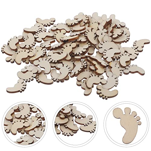 Amosfun 100PCS Foot Shape Wood Slices Christmas Decorations Wooden Cutouts DIY Art Craft Embellishments Ornaments - WoodArtSupply