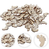 Amosfun 100PCS Foot Shape Wood Slices Christmas Decorations Wooden Cutouts DIY Art Craft Embellishments Ornaments Amosfun