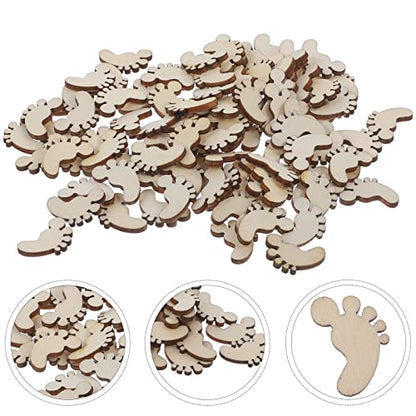 Amosfun 100PCS Foot Shape Wood Slices Christmas Decorations Wooden Cutouts DIY Art Craft Embellishments Ornaments - WoodArtSupply