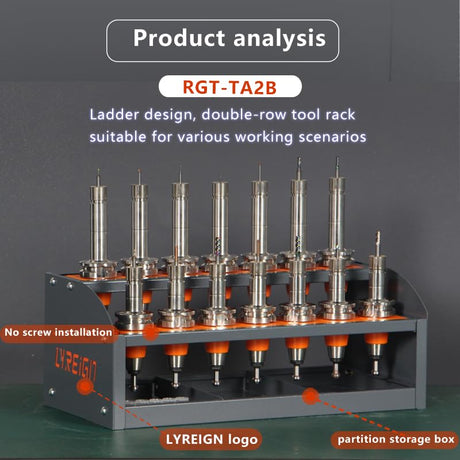 LYREIGN CNC Tool Rack CNC 40 Taper Tool Rack Small Arbitrary Position Tool Rack CNC Tool Storage Rack Placed on The Desktop CAT40-14CAP LYREIGN