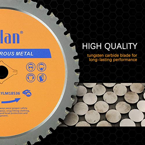 Yolan 7 1/4” Metal Cutting Circular Saw Blade, 7-1/4-Inch 180 Blade,36-Tooth,Carbide Tipped, 5/8-Inch Arbor, Diamond Knockout Arbor for TCT Miter Saw yolan