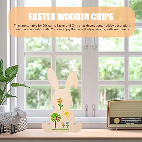 LUOZZY 10Pcs Easter Wooden Bunny Cutout Unfinished Wood Blank Rabbit Cutouts Spring DIY Paint Craft for Easter Party Favors LUOZZY