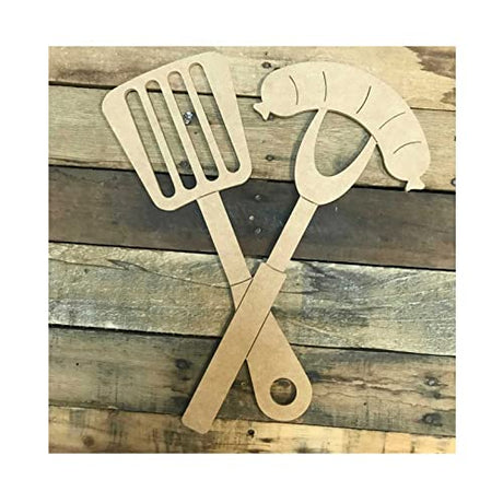 Grilling Utencils Wood Craft,Unfinished Wooden Cutout Art,DIY Wood Sign, Inspirational Farmhouse Wall Plaque,Rustic Home Decor for Home Laundry Room Arupkeer