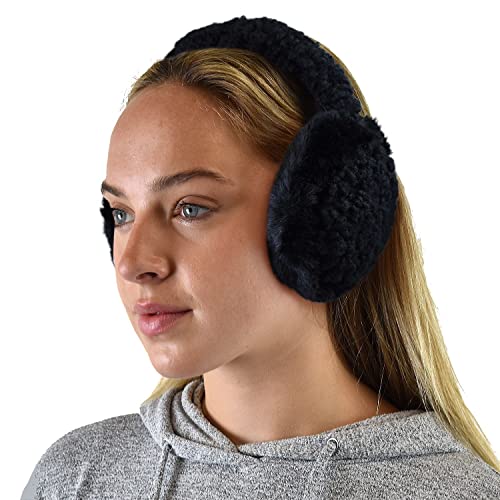 C.C Soft Winter Warm Adjustable Headband Ear Warmer Earmuffs, Sherpa Black C.C