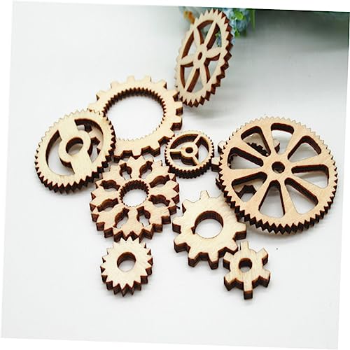 IWOWHERO 72pcs Hanging Wood Sign Unfinished Wood Gear Wood Gear Cutout Wood Chips Hollow Gear Ornament Wood Wheel Cutouts unpainted Wood Cutouts DIY IWOWHERO
