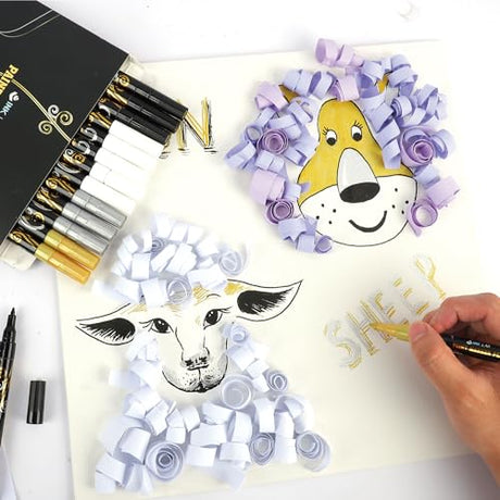 Acrylic Paint Pens White Paint Markers Metallic for Rock Fabric Wood Glass Canvas Ceramic, 5 White 4 Black 3 Gold & 3 Silver, Water Based Ink INK LAB