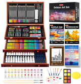 Soucolor Art Supplies, 192-Pack Deluxe Art Set Drawing Painting Supplies Art Kit with Acrylic Pad, Watercolor Pad, Sketch Book, Canvases, Acrylic Soucolor