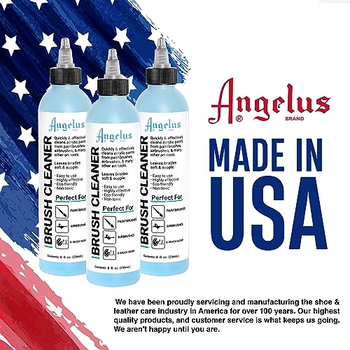 Angelus Airbrush Cleaner, 8 Ounce- Cleaning Solution for Airbrush Sprayers, Paint Brushes, Artist Tools - Made in USA - WoodArtSupply