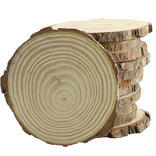 Bignc 12Pcs 4-5-Inch Unfinished Natural Thick Wood Slices Circles with Tree Bark Log Discs for DIY Craft Christmas Rustic Wedding Ornaments BIGNC