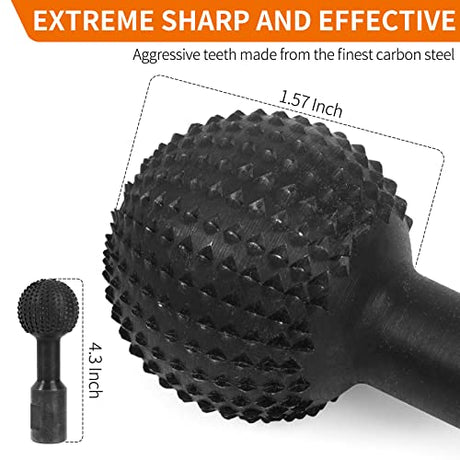 Pomsare Sphere Rotary Burr with 5/8-11 Threads for 4 1/2 and 5 Inch Angle Grinder, Ball Gouge Angle Grinder Attachments Power Carving Tools for Wood Pomsare