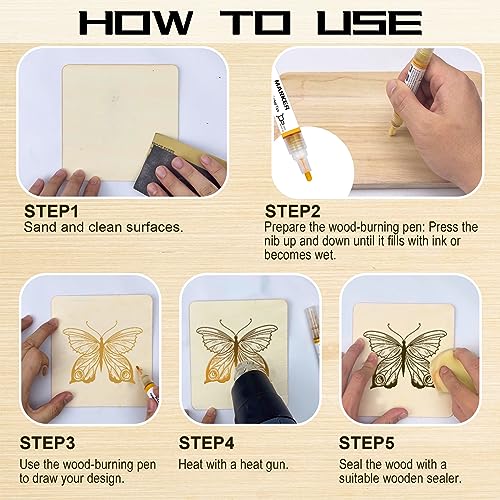 4 PCS Wood Burn Marker Pen, Wood Marker Burning Pen Used for Drawing Wooden Burning Marker, Making It an Ideal Choice for Making Gifts, Handicrafts. EIGTWEN
