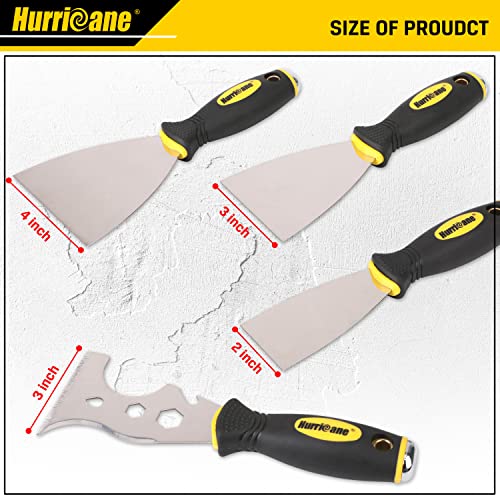 HURRICANE 7pc Putty Knife Set, Spackle Knife, Paint Scraper, 3 Metal Putty Knife Scrapers,1 Multi-Use Knife,3 Plastic Putty Scrapers, for Repairing