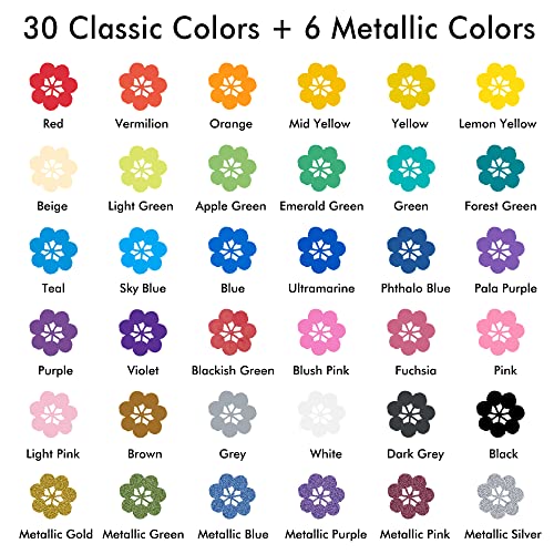 Shuttle Art 36 Colors Dual Tip Acrylic Paint Markers, Dot Tip and Fine Tip Acrylic Paint Pens for Rock Painting, Ceramic, Wood, Canvas, Plastic, Shuttle Art