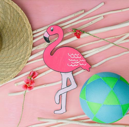 Michelle's aDOORable Creations Flamingo Cutout Unfinished Wood Nautical Beach Decor Summer Door Hanger Michelle's aDOORable Creations