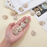 KitBeads 100pcs Random Hollow Cake Unfinished Wood Cutouts Wooden Cupcake Dessert Theme Filligree Wooden Ornament for DIY Crafts Home Decorations KitBeads