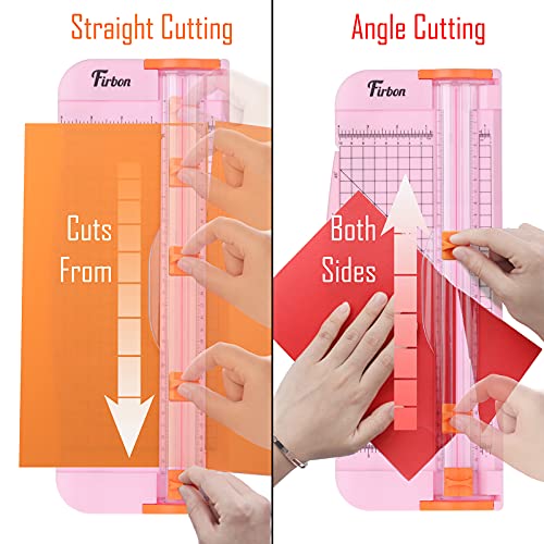 Firbon A4 Paper Cutter 12 Inch Titanium Straight Paper Trimmer with Side Ruler for Scrapbooking Craft, Paper, Coupon, Label, Cardstock(Pink) Firbon