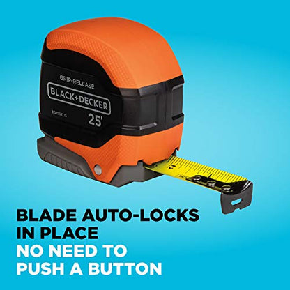 beyond by BLACK+DECKER Tape Measure, Grip Release, Autolock & Self Lock, 25-Foot (BDHT36725AP) - WoodArtSupply