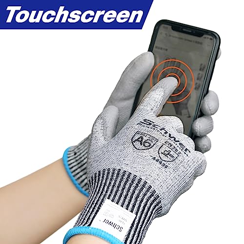 Schwer 3 Pairs Cut Resistant Gloves ANSI A6 Cut Proof Work Gloves, Touchscreen, with 3 Pairs Liners, for Men and Women Used for Woodworking, Glass Schwer