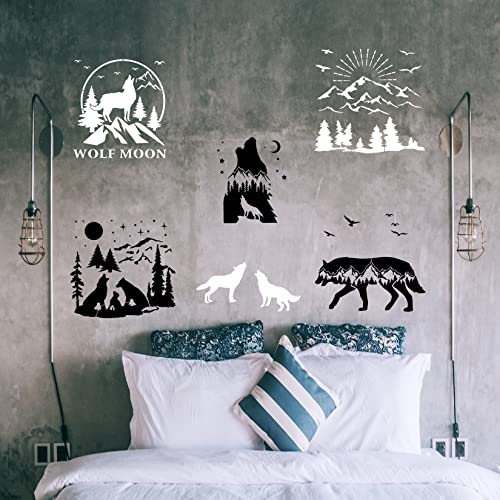 11 Pcs Deer Stencils Forest Mountain Tree Deer Head Stencils for Wood Burning Stencil Template Stencils for Painting on Wood Crafts Home Decors Huahui