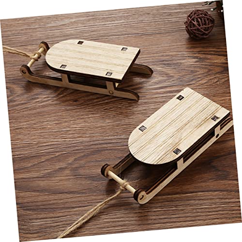VOSAREA 5pcs Sled Unfinished Wood Rnaments Christmas Sleigh Cutouts Christmas Tree Hanging Ornament Tabletop Wood Sleigh Miniature Sleigh Christmas VOSAREA