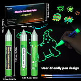 Roizefar Fabric Paint, 16 Colors Glow in the Dark Paint, 3D Permanent Acrylic Textile Paint (20 ml/0.68 oz), Neon Craft Painting Fabric Paint for Roizefar