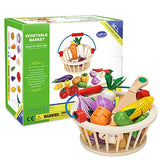 Victostar Magnetic Wooden Cutting Fruits Vegetables Food Play Toy Set with Basket for Kids (Vegetables) Victostar