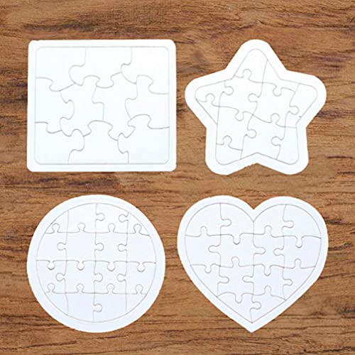 Toyvian Sublimation Blank Puzzle, 4 Pcs Kids Coloring Blank Puzzle, Four Shapes Drawing Board, Use As Party Favors, DIY Invites and More (Random Toyvian