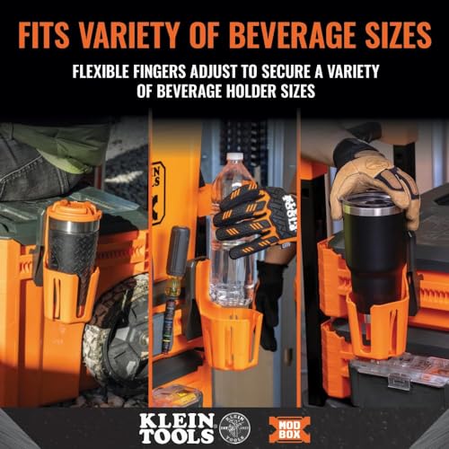 Klein Tools 54817MB MODbox Cup Holder, Modular Tool Storage System Side Mounting Accessory, Easy One-Handed Attachment, Anti-Spill Klein Tools