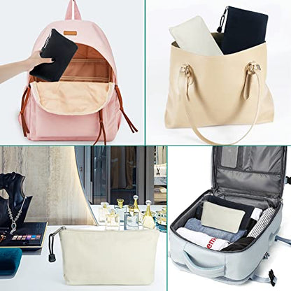 HRX Package Canvas Makeup Bag, 2pcs Cosmetic Zipper Pouches Travel  Organizer Case for Brush Purse Diaper Bag Tote Bag