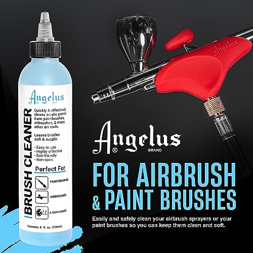 Angelus Airbrush Cleaner, 8 Ounce- Cleaning Solution for Airbrush Sprayers, Paint Brushes, Artist Tools - Made in USA - WoodArtSupply