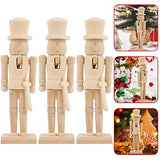 PRETYZOOM Thanksgiving Decor 3pcs Christmas Unfinished Wood Nutcrackers Unpainted Nutcracker Soldier DIY Blank Nutcracker Figures Ornaments for Xmas PRETYZOOM