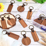 20 Pcs Blank Wooden Keychains Leather Keychains for Engraving Blanks Keychain with Container for DIY Employee Gifts Craft Inbagi