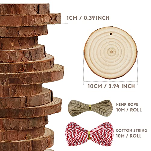 30 Pieces Unfinished Wood Slices, GOH DODD 3.5-4 Inch Craft Wood Kit Wood Coasters Wooden Circles Wood Rounds Wood Discs with Tree Bark for Arts - WoodArtSupply