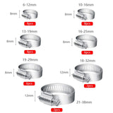 Selizo 40Pcs Hose Clamp Including 7 Sizes Adjustable Pipe Tube Clamps 304 Stainless Steel Hose Clips selizo